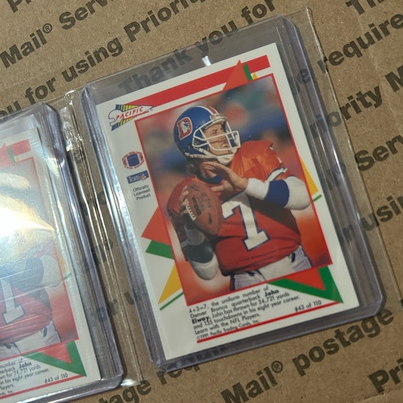 (x2) John Elway ‘91 Pacific Cards No. 43 of 110 - Picture 5 of 8